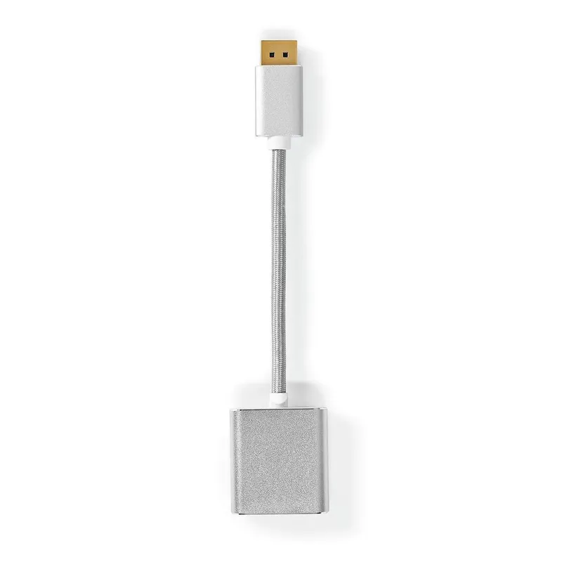 Bild 1 för Nedis Displayport-kabel | DisplayPort Hane | DVI-D 24+1-Pin Hona | 1080p | Guldplaterad | 0.20 m | Rund | Flätad | Silver | Kartong med täckt fönster