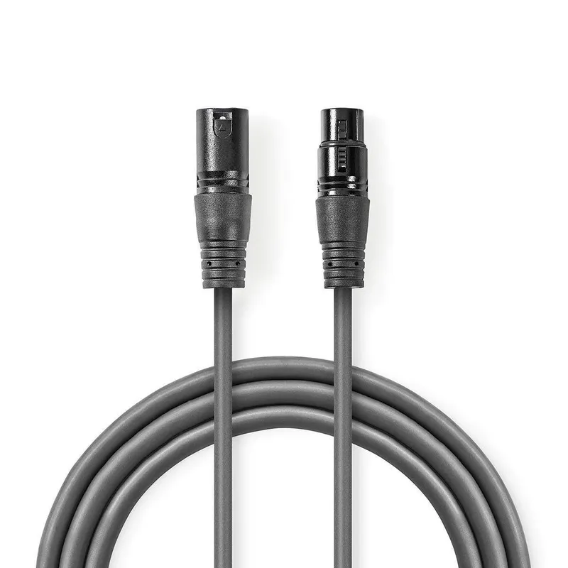 Bild 1 för Nedis DMX adapterkabel | XLR 3-stifts hane | XLR 3-stifts hona | Nickelplaterad | 1.00 m | Rund | PVC | Mörkgrå | Kartonghylsa