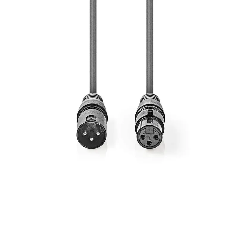 Bild 2 för Nedis DMX adapterkabel | XLR 3-stifts hane | XLR 3-stifts hona | Nickelplaterad | 1.00 m | Rund | PVC | Mörkgrå | Kartonghylsa