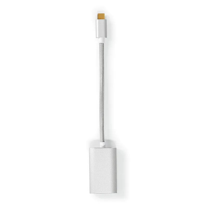 Bild 1 för Nedis Fabritallic - USB-/DisplayPort-adapter - 24 pin USB-C (hane) till DisplayPort, 24 pin USB-C (hona) - USB 3.2 Gen 1 - 20 cm - formpressad, rund, stöd för 1080p, Strömförsörjningsstöd, 4K60Hz stöd - silver