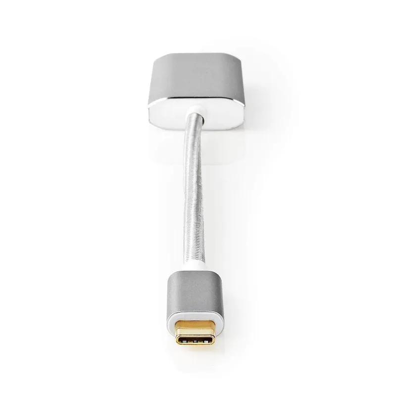 Bild 2 för Nedis Fabritallic - USB-/DisplayPort-adapter - 24 pin USB-C (hane) till DisplayPort, 24 pin USB-C (hona) - USB 3.2 Gen 1 - 20 cm - formpressad, rund, stöd för 1080p, Strömförsörjningsstöd, 4K60Hz stöd - silver