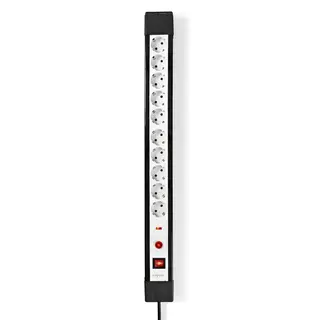 Produktfoto för Nedis Gren kontakt | Jordad kontakt / Typ F (CEE 7/7) | 10-vägs | 3.00 m | 3680 W | 16 A | Typ av jordning: Sidkontakt | 230 V AC 50/60 Hz | Uttagsvinkel: 45 ° | H05VV-F 3G1.5mm² | På / av-knapp | Svart