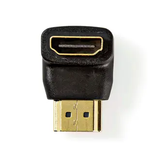 Produktfoto för Nedis HDMI™ Adapter | HDMI™ Kontakt | HDMI™ Utgång | Guldplaterad | Vinklat 90° | ABS | Svart | 1 st. | Låda
