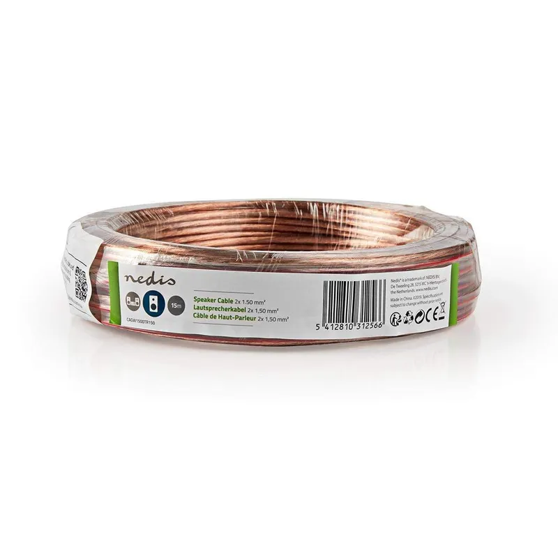 Bild 2 för Nedis Högtalarkabel CAA, rulle, 15m - Transparent