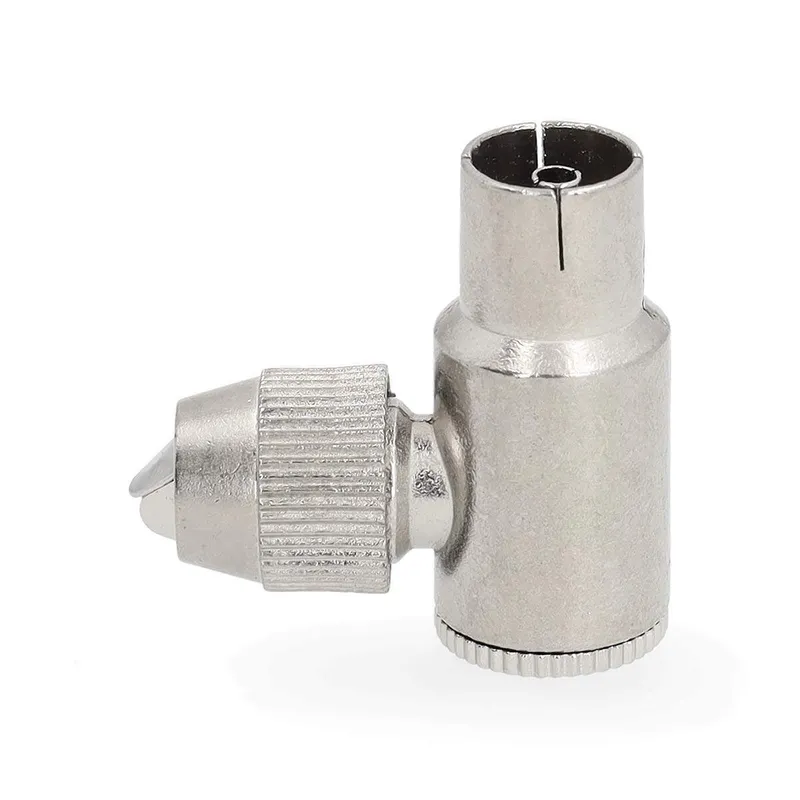 Bild 2 för Nedis IEC (coax) | Vinklat 90° | Hona | Nickelplaterad | 75 Ohm | Skruva | Kabel input diameter: 7.0 mm | Metall | Silver | 2 st. | Gift Box with Euro Lock