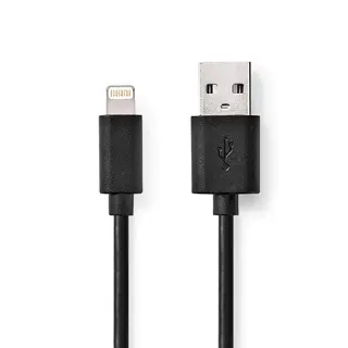 Produktfoto för NEDIS Kabel Lightning - USB A 2m Svart