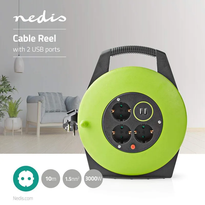 Bild 2 för NEDIS Kabelvinda 10m + USB