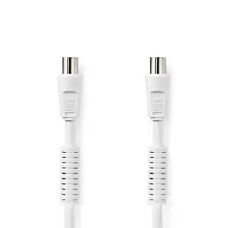 Produktfoto för Nedis Koaxialkabel | IEC (Koax) Hane | IEC (Koax) Hona | Nickelplaterad | 120 dB | 75 Ohm | Fyra skydd | 1.50 m | Rund | PVC | Vit | Label