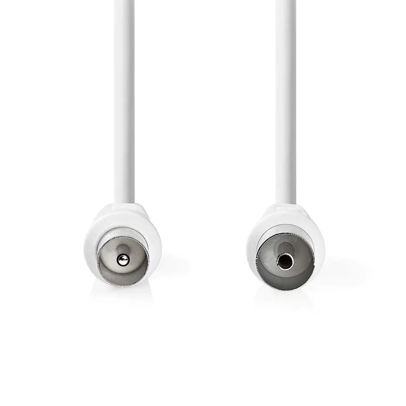 Bild 2 för Nedis koaxialkabel | IEC (Koax) Hane | IEC (Koax) Hona | Nickelplaterad | 90 dB | 75 Ohm | Dubbelskärmad | 5.00 m | Rund | PVC | Vit | Låda