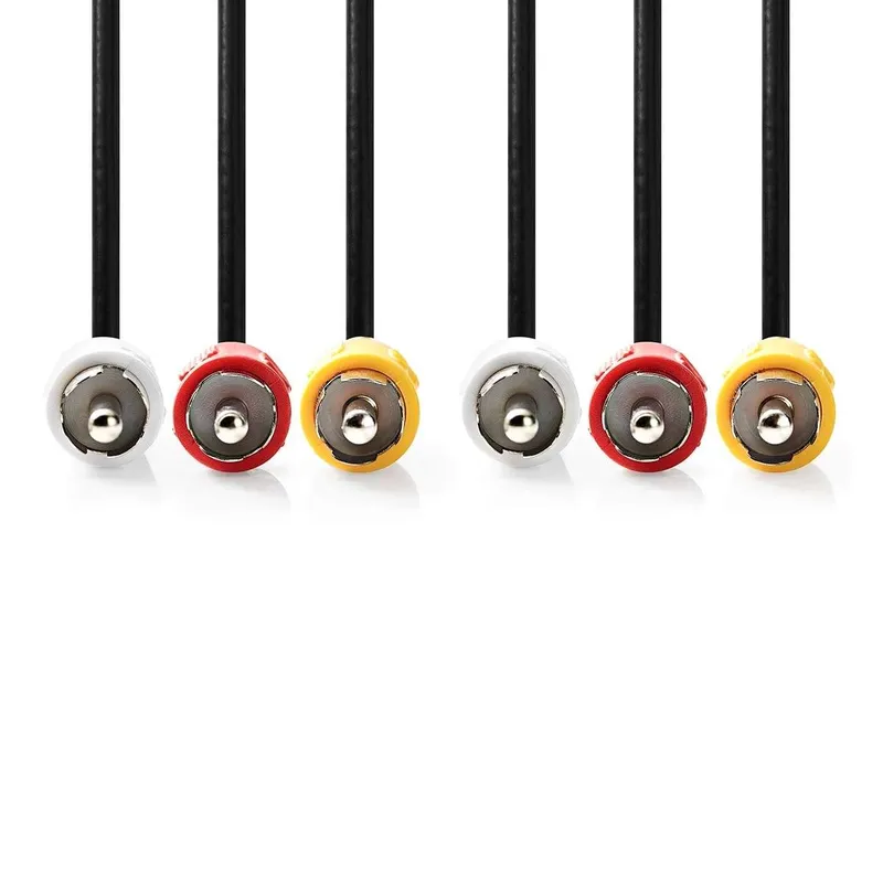 Bild 2 för Nedis Komposit videokabel | 3x RCA Hane | 3x RCA Hane | Nickelplaterad | 480p | 5.00 m | Rund | PVC | Svart | Kuvert