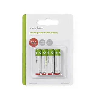 Produktfoto för Nedis Laddningsbara Ni-MH Batterier AAA, 1.2V, 4-pack