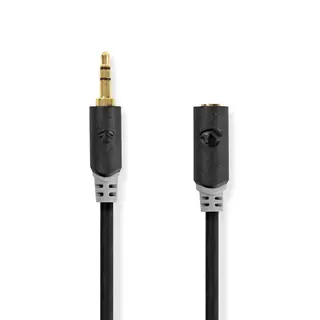 Produktfoto för Nedis - Ljudkabel - mini-phone stereo 3.5 mm hane till mini-phone stereo 3.5 mm hona - 1 m - skärmad - antracit - rund