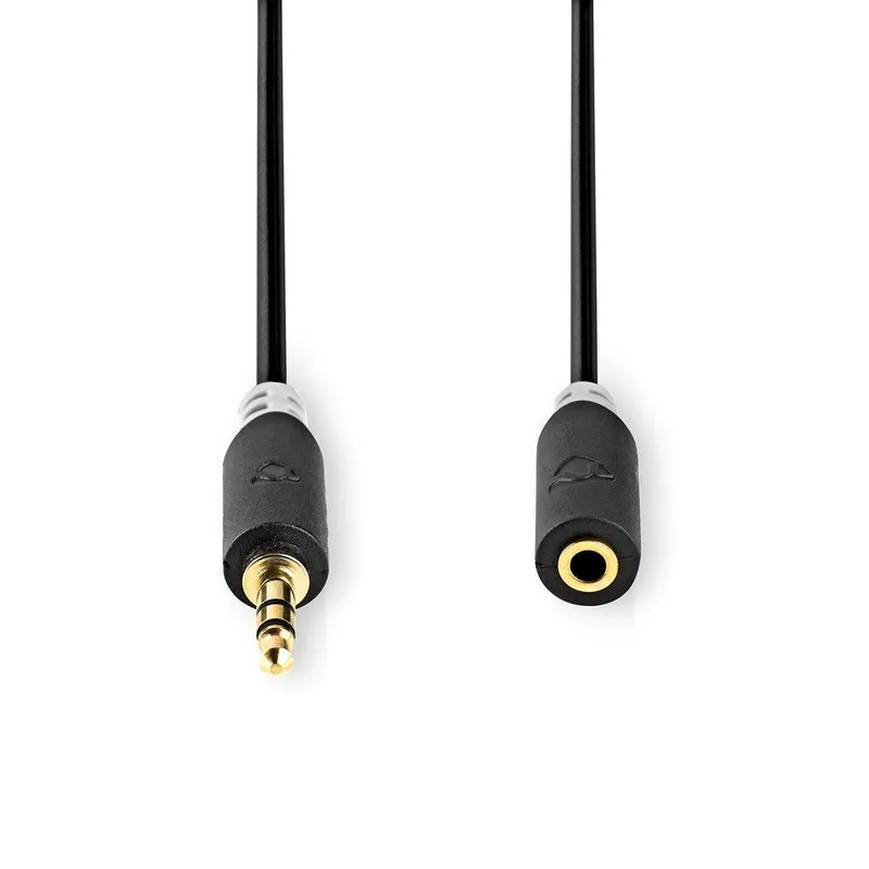 Bild 2 för Nedis - Ljudkabel - mini-phone stereo 3.5 mm hane till mini-phone stereo 3.5 mm hona - 1 m - skärmad - antracit - rund
