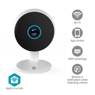 Produktfoto för Nedis SmartLife Indoor Camera Wi-Fi 3MP Full HD 1296p Cloud Storage (option) / microSD (not included) / Onvif With motion sensor Night vision White
