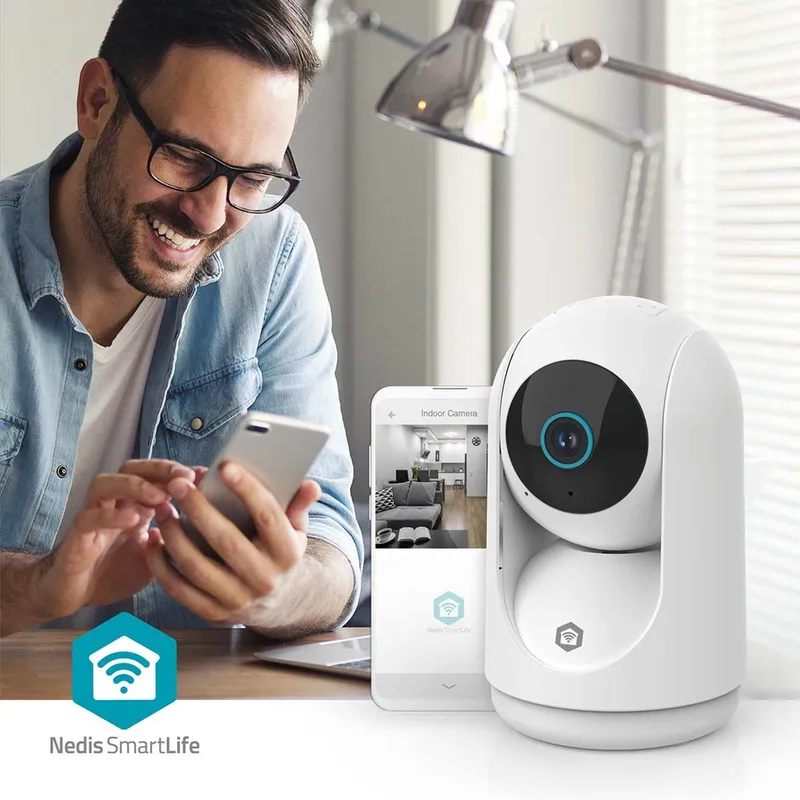 Bild 2 för Nedis SmartLife Indoor Camera Wi-Fi 3MP Full HD 1296p Pan tilt Cloud Storage (option) / microSD (not included) / Onvif With motion sensor Night vision White