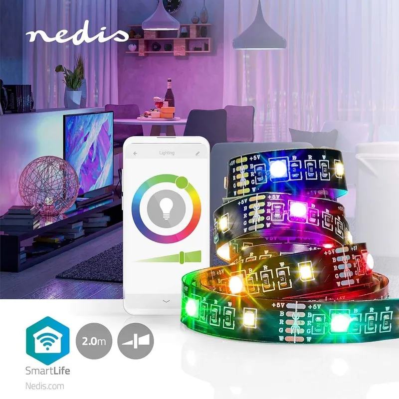 Bild 2 för Nedis SmartLife - Ljusslinga - LED - 4 W - klass F - RGB/varmt till kallt vitt ljus - 2700-6500 K
