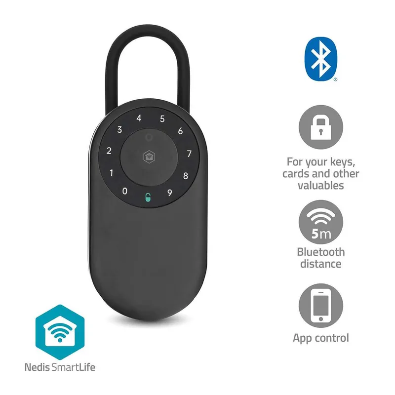 Bild 1 för Nedis SmartLife nyckelskåp med bluetooth och IP65 för utomhusbruk – svart