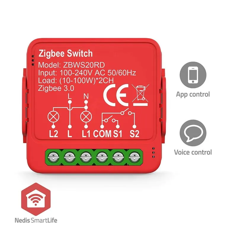 Bild 1 för Nedis SmartLife Strömbrytare Zigbee 3.0, 2x100W