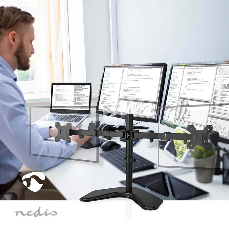 Bild 2 för Nedis Stående Skärmfäste för 2 monitorer, 15-32", justerbar