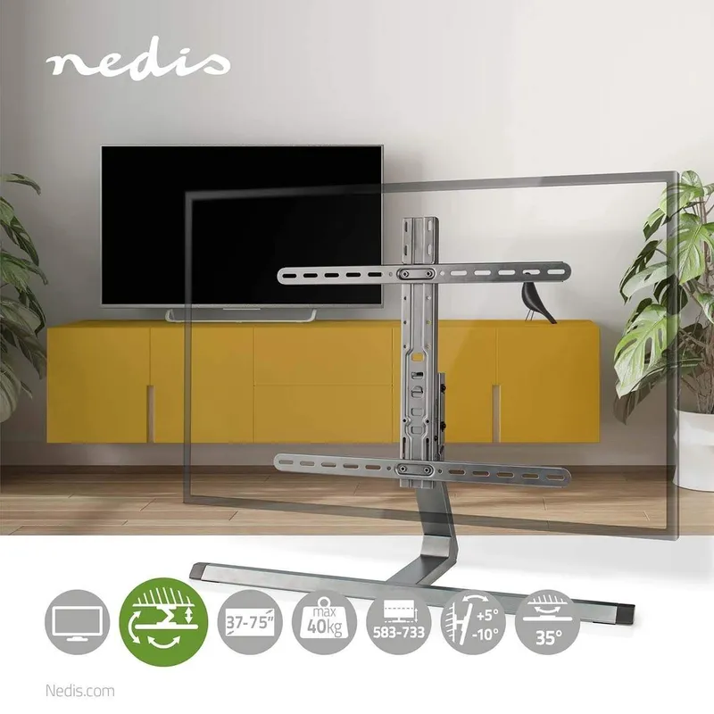 Bild 2 för Nedis - stand - for TV - grey 40 kg 75" 200 x 200 mm