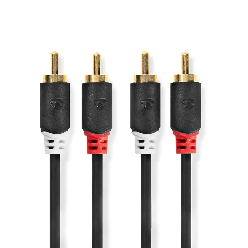 Bild 1 för Nedis Stereoljudkabel | 2x RCA Hane | 2x RCA Hane | Guldplaterad | 10.0 m | Rund | Antracit | Låda