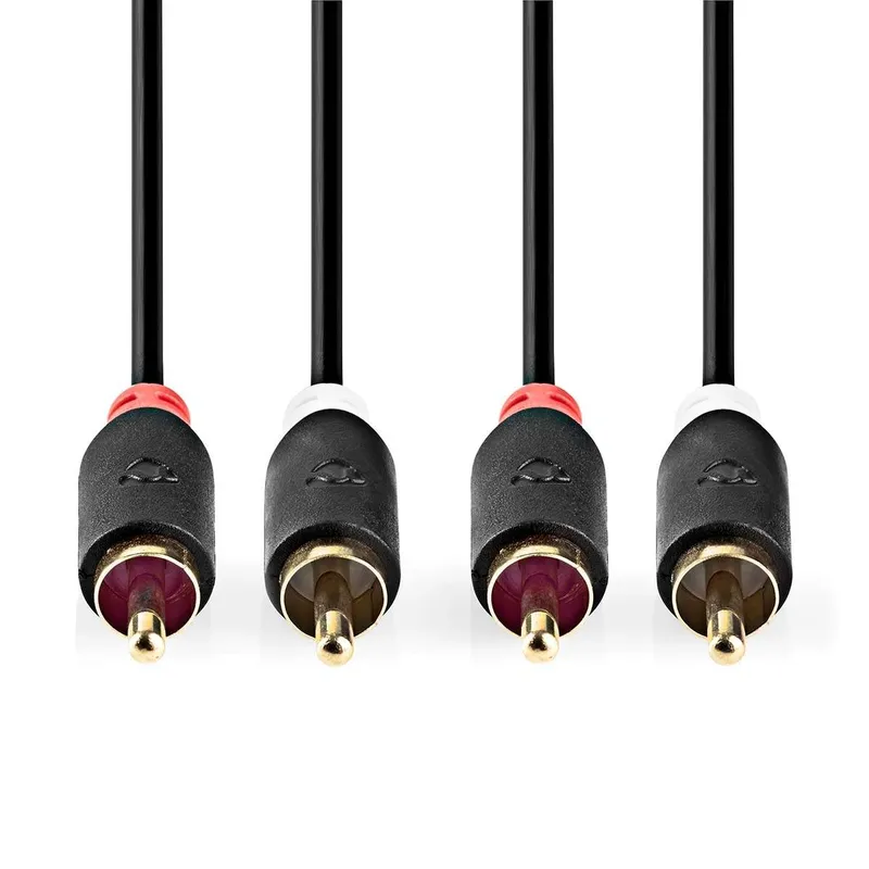 Bild 2 för Nedis Stereoljudkabel | 2x RCA Hane | 2x RCA Hane | Guldplaterad | 10.0 m | Rund | Antracit | Låda