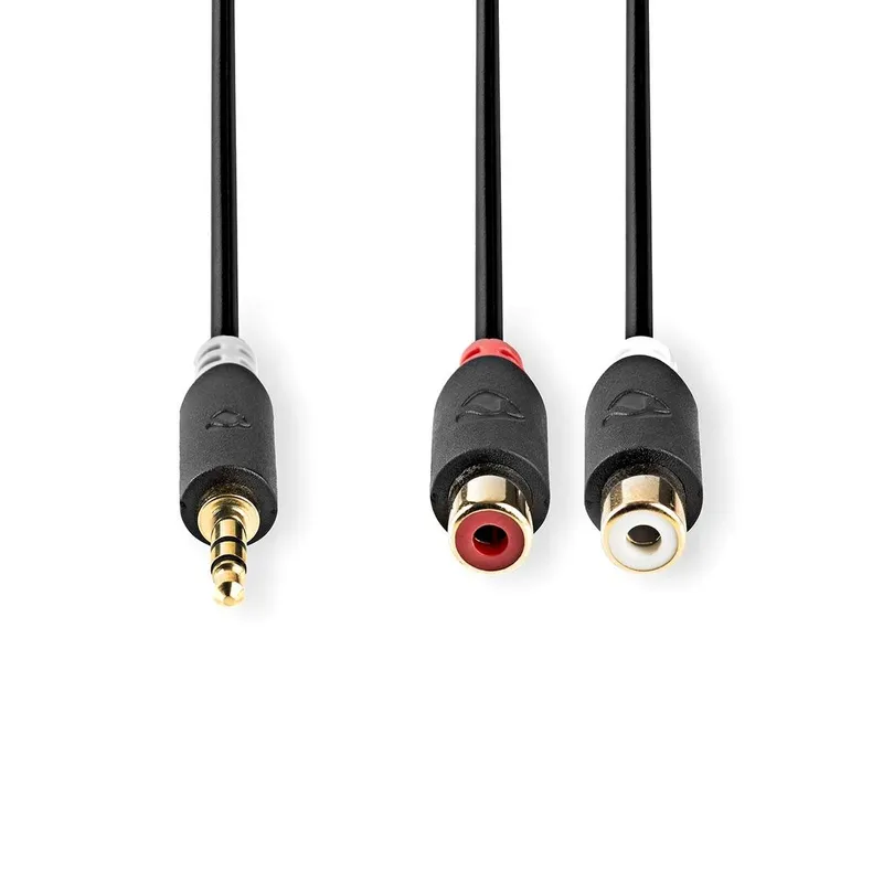 Bild 2 för Nedis Stereoljudkabel | 3.5 mm Hane | 2x RCA Hona | Guldplaterad | 0.20 m | Rund | Antracit | Låda