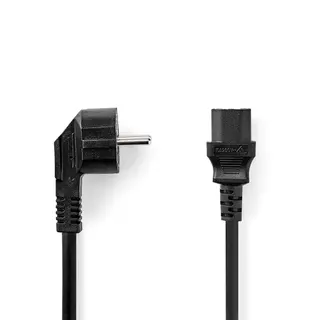Produktfoto för Nedis Strömkabel EU hane till IEC-320-C13, Vinklad, 5m - Svart