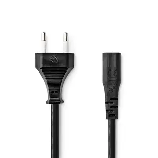 Produktfoto för Nedis Strömkabel | Euro Man | IEC-320-C1 | Rak | Rak | Nickelplaterad | 2.00 m | Platt | PVC | Svart | Låda