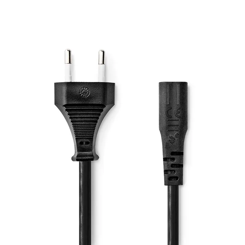 Bild 1 för Nedis Strömkabel | Euro Man | IEC-320-C1 | Rak | Rak | Nickelplaterad | 2.00 m | Platt | PVC | Svart | Låda