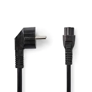 Produktfoto för Nedis Strömkabel | Strömkontakt Hane | IEC-320-C5 | Vinklat | Rak | Nickelplaterad | 2.00 m | Rund | PVC | Svart | Label