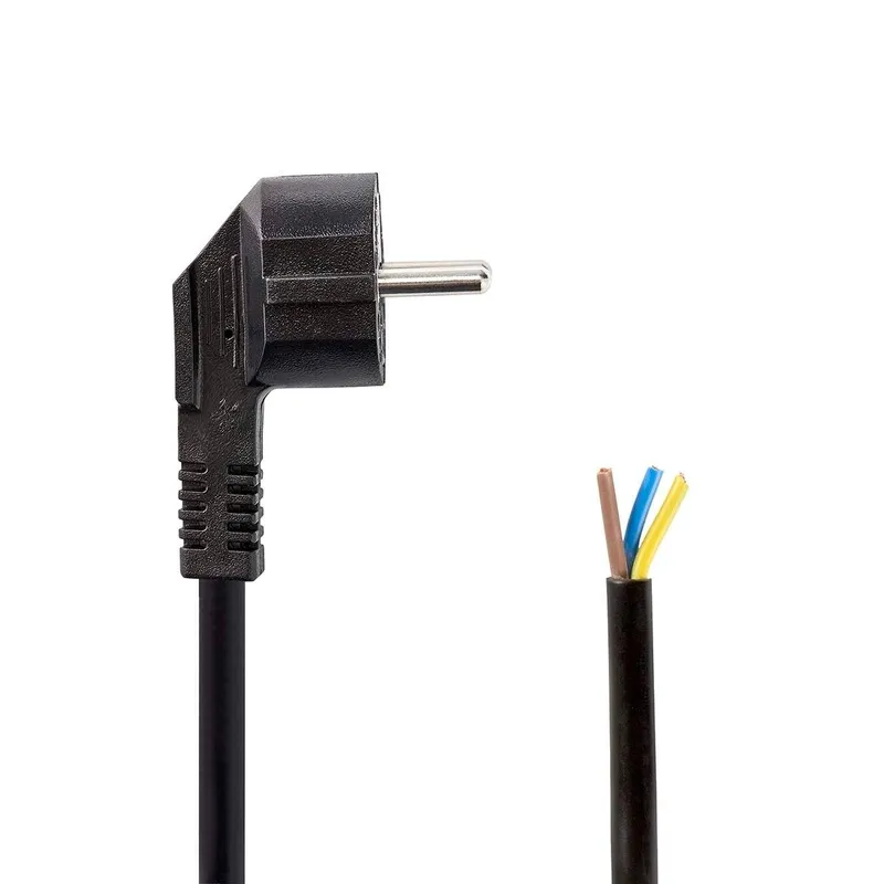 Bild 2 för Nedis Strömkabel | Strömkontakt Hane | Open | Vinklat | Rak | Nickelplaterad | 3.00 m | Rund | PVC | Svart | Label
