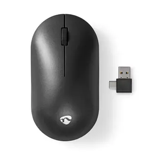 Produktfoto för Nedis Trådlös tyst mus med USB-C /USB-A mottagare - Svart