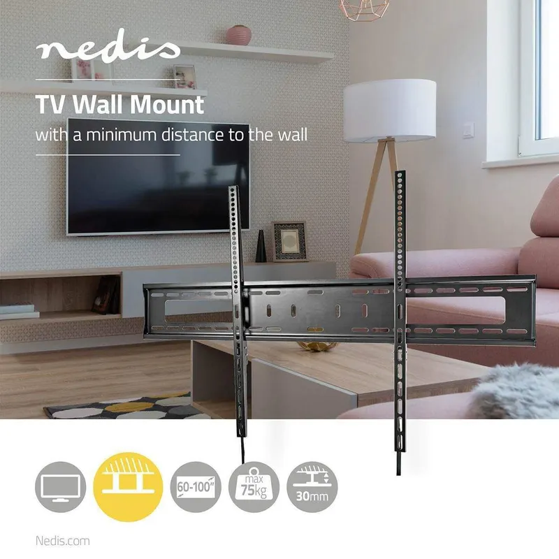 Bild 2 för Nedis TVWM2070BK - mounting kit (fixed) 75 kg 100" 200 x 200 mm