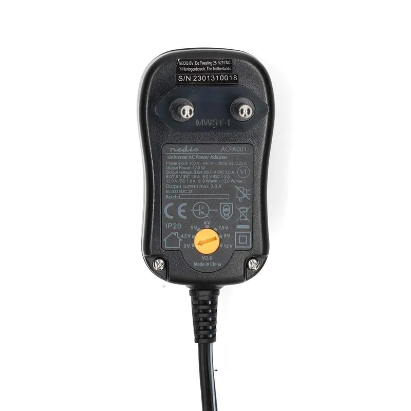 Bild 1 för Nedis Universal AC Power Adapter - 12 W | 3 - 12 V DC | 1.80 m | 2.0 A | 6 plug(s)