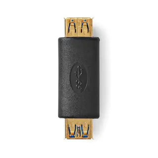 Produktfoto för Nedis USB-A Adapter | USB 3.2 Gen 1 | USB-A Hona | USB-A Hona | 5 Gbps | Rund | Guldplaterad | Antracit | Låda