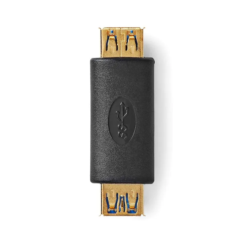 Bild 1 för Nedis USB-A Adapter | USB 3.2 Gen 1 | USB-A Hona | USB-A Hona | 5 Gbps | Rund | Guldplaterad | Antracit | Låda