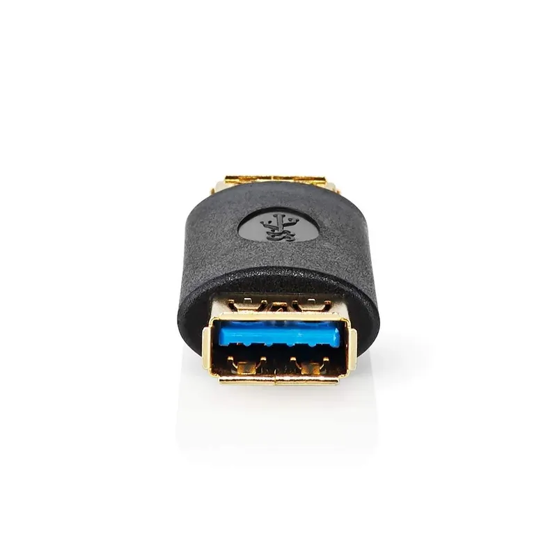 Bild 2 för Nedis USB-A Adapter | USB 3.2 Gen 1 | USB-A Hona | USB-A Hona | 5 Gbps | Rund | Guldplaterad | Antracit | Låda