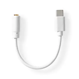Produktfoto för Nedis USB-C™ Adapter | USB 2.0 | USB-C™ Hane | 3.5 mm Hona | 0.10 m | Rund | Nickelplaterad | PVC | Vit | Låda