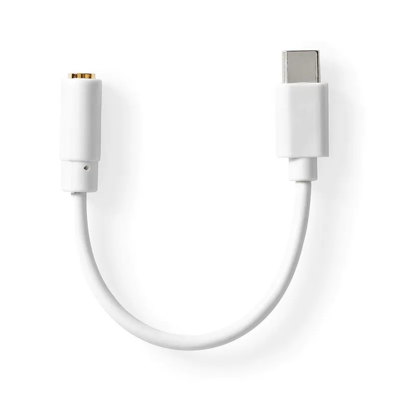 Bild 1 för Nedis USB-C™ Adapter | USB 2.0 | USB-C™ Hane | 3.5 mm Hona | 0.10 m | Rund | Nickelplaterad | PVC | Vit | Låda