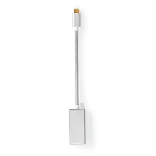 Produktfoto för Nedis USB-C™ Adapter | USB 3.2 Gen 1 | USB-C™ Hane | DisplayPort Hona | 0.20 m | Rund | Guldplaterad | Flätad / Nylon | Silver | Kartong med täckt fönster