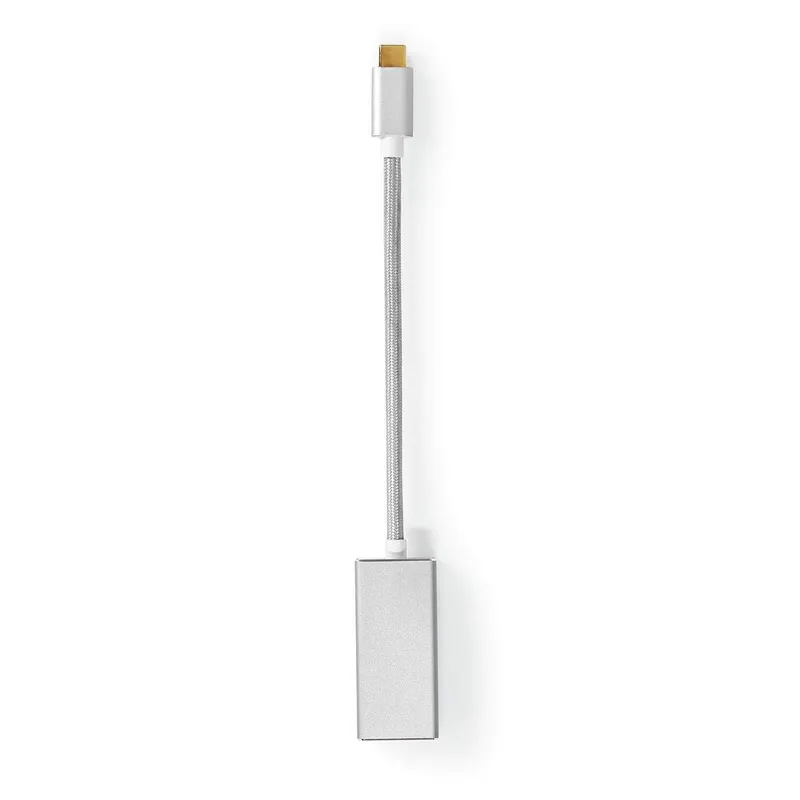 Bild 1 för Nedis USB-C™ Adapter | USB 3.2 Gen 1 | USB-C™ Hane | DisplayPort Hona | 0.20 m | Rund | Guldplaterad | Flätad / Nylon | Silver | Kartong med täckt fönster
