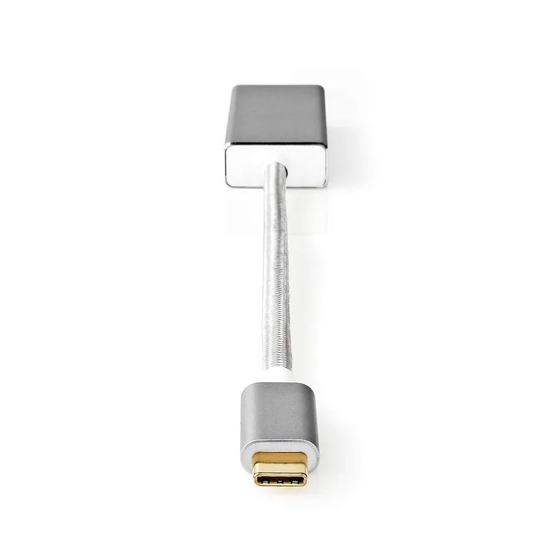 Bild 2 för Nedis USB-C™ Adapter | USB 3.2 Gen 1 | USB-C™ Hane | DisplayPort Hona | 0.20 m | Rund | Guldplaterad | Flätad / Nylon | Silver | Kartong med täckt fönster