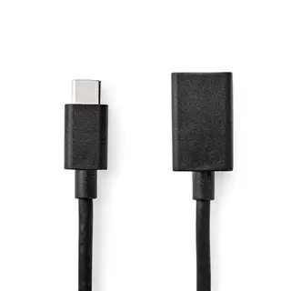 Produktfoto för Nedis USB-C™ Adapter | USB 3.2 Gen 1 | USB-C™ Hane | USB-A Hona | 5 Gbps | 0.15 m | Rund | Nickelplaterad | PVC | Svart | Låda