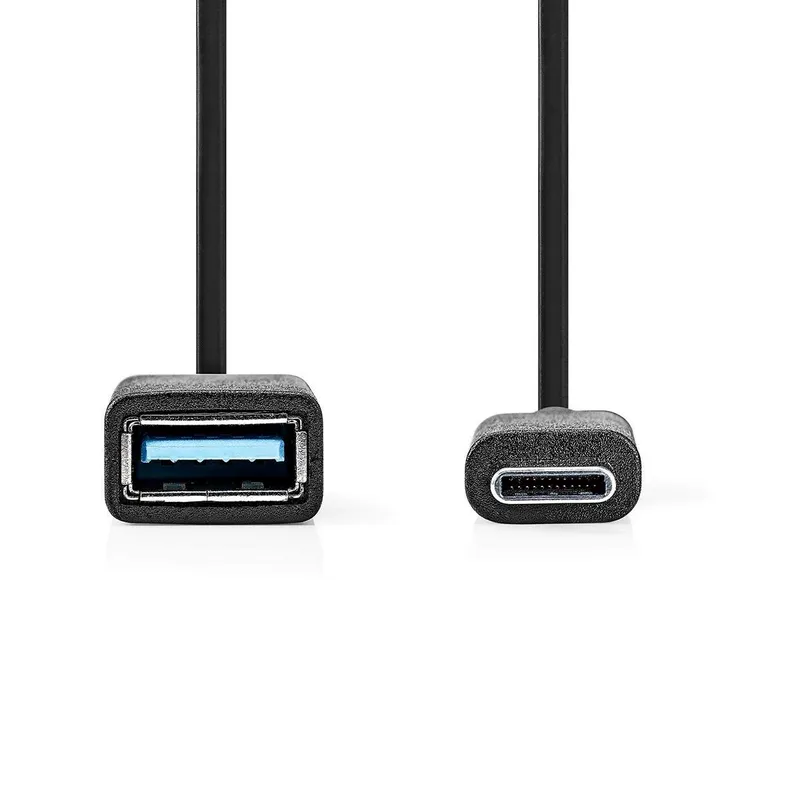 Bild 2 för Nedis USB-C™ Adapter | USB 3.2 Gen 1 | USB-C™ Hane | USB-A Hona | 5 Gbps | 0.15 m | Rund | Nickelplaterad | PVC | Svart | Låda