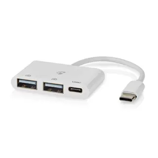 Produktfoto för Nedis USB-C Hub, 1x USB-C / 2x USB-A, 480 Mbps - Vit