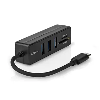 Produktfoto för Nedis USB-C Hub, 3x USB-A / 1x SD / 1x MicroSD, 5Gbps - Svart