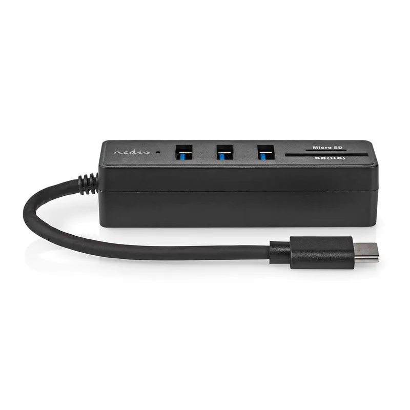 Bild 2 för Nedis USB-C Hub, 3x USB-A / 1x SD / 1x MicroSD, 5Gbps - Svart