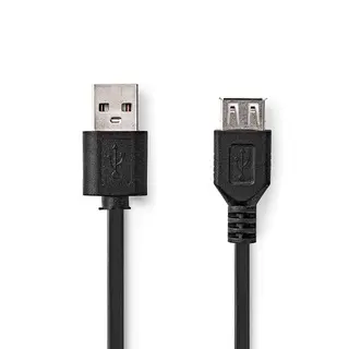 Produktfoto för Nedis USB förlängningskabel, USB-A hane till USB-A hona, 2m