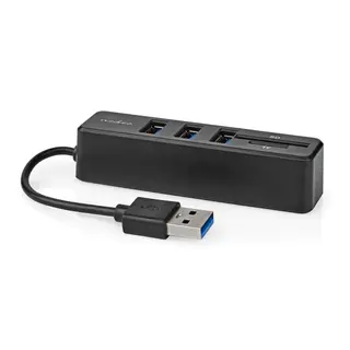 Produktfoto för Nedis USB-hub | 1x USB-A | 3x USB A Female | 5 port(s) USB Hub - USB 2.0 - 4 porte - Svart